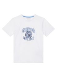 Guess T-Shirt L6RI13 K8HM4 Biały Regular Fit. Białe t-shirty dla chłopców Guess, z aplikacjami, z bawełny, bez ramiączek. Za 89.99 zł.