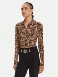 Just Cavalli Koszula 79PAL228 JS496 Brązowy Slim Fit. Brązowe bluzki damskie Just Cavalli, bez wzorów, z wiskozy, bez kołnierzyka, bez ramiączek. Za 849.99 zł.