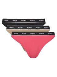 HUGO Komplet 3 par stringów 50480150 Kolorowy. Stringi damskie Hugo, l, bez wzorów, z bawełny. Za 119.99 zł.