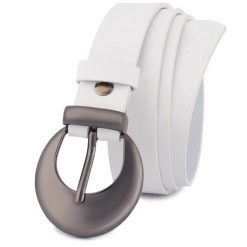 Pasek skórzany BELTIMORE r.110-125 cm O03 biały. Białe paski damskie bez wzorów. Za 49.90 zł.