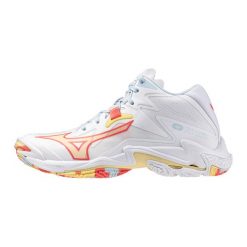 Damskie buty halowe Mizuno Wave Lightning Z Mid. Białe obuwie sportowe damskie Mizuno, bez wzorów, z gumy, do siatkówki, mizuno wave. Za 694.95 zł.