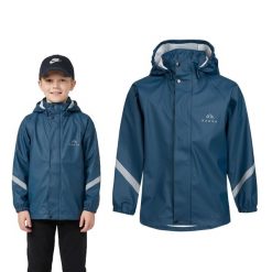 Kurtka przeciwdeszczowa dziecięca KADVA AquaLock JR membrana. Niebieskie kurtki i płaszcze dla chłopców KADVA, na lato, bez wzorów, z materiału. Za 79.99 zł.