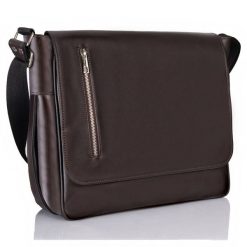 Torba męska Tizano czekoladowa TM16 -E3. Brązowe torby na laptopa męskie TIZANO, bez wzorów, z materiału. Za 170.00 zł.