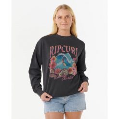 Rip Curl Summer Classic Heritage Crew - Washed Black. Czarne bluzy sportowe damskie Rip Curl, bez wzorów, bez kaptura, na fitness i siłownię. Za 246.75 zł.