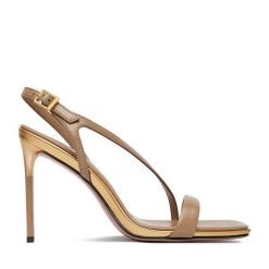 Sandały Eva Minge. Brązowe sandały damskie Eva Minge, bez wzorów, bez obcasa, na szpilce, bez zapięcia. Za 429.99 zł.