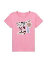 Guess T-Shirt J6YI02 K3667 Różowy Regular Fit. Czerwone t-shirty i topy dla dziewczynek Guess, z aplikacjami, z bawełny, bez ramiączek. Za 84.99 zł.
