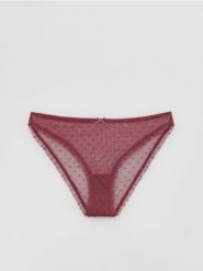 Siateczkowe majtki bikini - intensywny róż. Czerwone bikini damskie Reserved, l, bez wzorów. Za 19.99 zł.