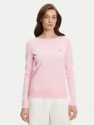Tommy Hilfiger Sweter WW0WW40099 Różowy Regular Fit. Czerwone swetry damskie Tommy Hilfiger, xl, bez wzorów, z bawełny, bez kołnierzyka, bez ramiączek, bez kaptura. Za 299.99 zł.