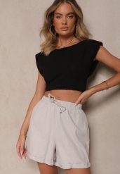 Szare Szorty z Bawełny z Gumką w Talii Sarilora. Szare szorty damskie Renee, na lato, l, bez wzorów, z bawełny, eleganckie. Za 39.99 zł.