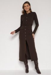 Brązowa Sukienka Koszulowa z Wiskozą Guzikami i Paskiem Vetienne. Brązowe sukienki damskie Born2be, na co dzień, l, bez wzorów, z wiskozy, bez kołnierzyka, bez ramiączek, maxi, koszulowe. Za 169.99 zł.