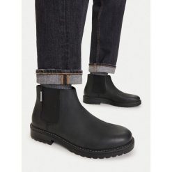 Sztyblety Guess Jeans. Czarne botki męskie Guess Jeans, z aplikacjami, z jeansu, bez zapięcia. Za 299.99 zł.