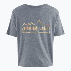 Koszulka damska Patagonia Unity Fitz Easy Cut Responsibili. Szare koszulki sportowe damskie Patagonia, bez wzorów, sportowe, bez kołnierzyka. Za 169.99 zł.