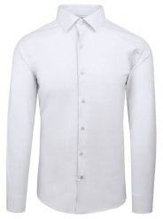 Elegancka Koszula Męska - Victorio - Biała. Białe koszule męskie Victorio, m, bez wzorów, z bawełny, eleganckie, bez kołnierzyka, bez ramiączek. Za 149.00 zł.