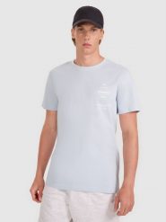 4F T-shirt regular z nadrukiem męski - niebieski XXL. Niebieskie koszulki sportowe męskie 4f, m, bez wzorów, z bawełny, klasyczne, bez kołnierzyka. Za 69.99 zł.