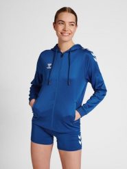 Bluza fitness damska Hummel hmlCore. Niebieskie bluzy damskie Hummel, na wiosnę, s, bez wzorów, z elastanu, z kapturem. Za 221.80 zł.