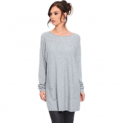 Sweter "Marlone" w kolorze szarym. Szare swetry damskie Cosy Winter, ze splotem, z okrągłym kołnierzem. W wyprzedaży za 181.95 zł.