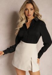 Czarna Koszula Ozdobiona Subtelną Koronką Anelima. Czarne bluzki damskie Renee, l, bez wzorów, z jeansu, eleganckie, bez kołnierzyka, bez ramiączek. Za 69.99 zł.