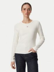 Calvin Klein Jeans Bluzka LV047H259G Kremowy Regular Fit. Białe bluzki damskie Calvin Klein Jeans, l, bez wzorów, z bawełny, bez kołnierzyka, bez ramiączek. Za 289.99 zł.