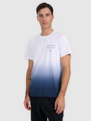 4F T-shirt regular z nadrukiem męski - granatowy S. Niebieskie t-shirty męskie 4f, m, bez wzorów, z bawełny, bez kołnierzyka. Za 79.99 zł.