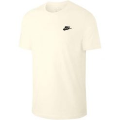 Koszulka Mężczyzna Nike Sportswear Club biały. Białe koszulki sportowe męskie Nike, m, bez wzorów, z bawełny, bez kołnierzyka, bez ramiączek, do piłki nożnej. Za 156.00 zł.