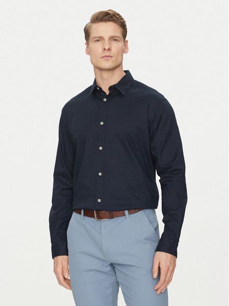 Jack & Jones Koszula Pierre 12270085 Granatowy Relaxed Fit. Niebieskie koszule męskie Jack & Jones, m, bez wzorów, z bawełny, bez kołnierzyka, bez ramiączek. Za 79.99 zł.