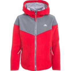 Kurtka polarowa w kolorze szaro-czerwonym. Czerwone bluzy dla chłopców Trespass Kids, bez wzorów, bez ramiączek, bez kaptura. W wyprzedaży za 109.95 zł.