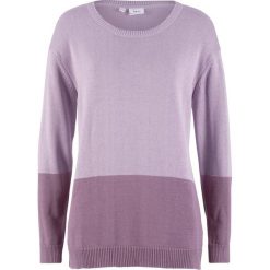 Sweter z okrągłym dekoltem "color-blocking" bonprix dymny bez - matowy lawendowy. Fioletowe swetry damskie bonprix, bez wzorów, bez kołnierzyka, bez ramiączek, bez kaptura. Za 37.99 zł.
