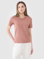 4F T-shirt regular gładki damski - brązowy S. Brązowe koszulki sportowe damskie 4f, s, bez wzorów, z bawełny, bez kołnierzyka, bez ramiączek. Za 29.99 zł.