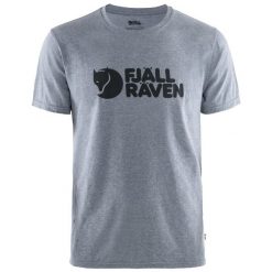 Koszulka z bawełny męska Fjallraven Logo T-shirt. Szare t-shirty męskie Fjällräven, l, bez wzorów, z bawełny, casualowe, bez kołnierzyka. Za 202.99 zł.