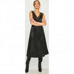 Answear - Sukienka. Szare sukienki damskie ANSWEAR, w paski, z koronki, eleganckie, na ramiączkach. W wyprzedaży za 139.90 zł.