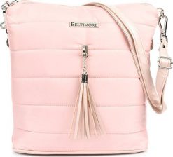 Beltimore Różowa Damska Torebka pikowana solidna oryginalna frędzel W91. Czerwone torebki do ręki damskie Beltimore, bez wzorów, pikowane, bez dodatków. Za 104.49 zł.