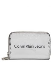 Calvin Klein Jeans Portfel Sculpted Med Zip Around Mono S K60K611863 Srebrny. Szare portfele damskie Calvin Klein Jeans, bez wzorów, z jeansu. Za 289.99 zł.