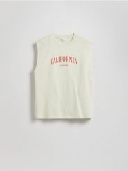 T-shirt relaxed z nadrukiem - jasnoturkusowy. Niebieskie t-shirty męskie Reserved, l, bez wzorów, z bawełny, bez kołnierzyka. Za 39.99 zł.