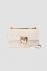 PINKO Biała damska kopertówka Love One Mini DC Cocco Nabuccato. Białe kopertówki damskie Pinko, bez wzorów, eleganckie, z tłoczeniem, bez dodatków. W wyprzedaży za 1,169.99 zł.