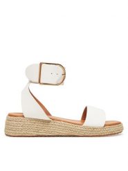 DeeZee Espadryle QS276-1 Biały. Białe sandały damskie DeeZee, bez wzorów, z materiału, bez obcasa, bez zapięcia. Za 139.99 zł.