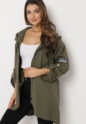 Ciemnozielona Kurtka Oversize Wiatrówka z Kapturem Lafise. Zielone kurtki damskie Born2be, s, bez wzorów, z kapturem. Za 54.99 zł.