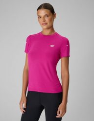 4F Koszulka trekkingowa z włókna bambusowego damska - różowa S. Czerwone t-shirty damskie 4f, s, bez wzorów, z materiału, klasyczne, bez kołnierzyka. Za 119.99 zł.