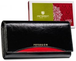 Portfel skórzany Peterson PTN PL-467 czarny. Czarne portfele damskie Peterson, bez wzorów. Za 127.99 zł.