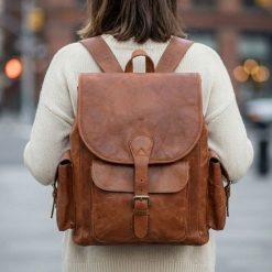 Ztofera Brązowy Plecak damski Vintage retro Skórzany z Kieszeniami do Pracy B. Brązowe plecaki damskie Ztofera, bez wzorów, biznesowe. Za 369.90 zł.