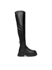 DeeZee Kozaki 60165-3 Czarny. Czarne kozaki damskie DeeZee, z materiału, bez obcasa, na płaskiej podeszwie. Za 239.99 zł.