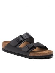 Birkenstock Klapki Arizona 0051193 Czarny. Czarne klapki damskie Birkenstock, bez wzorów, ze skóry, bez obcasa. Za 359.99 zł.