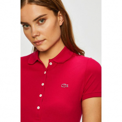 Lacoste - Top. Czerwone topy damskie Lacoste, z bawełny, z krótkim rękawem. W wyprzedaży za 279.90 zł.
