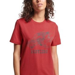 Koszulka sportowa damska Superdry Vintage Crossing. Czerwone koszulki sportowe damskie Superdry., s, bez wzorów, z bawełny, bez kołnierzyka, bez ramiączek. Za 81.00 zł.