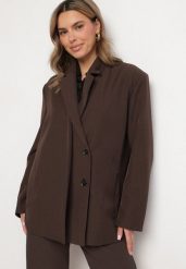 Brązowa Dwurzędowa Marynarka z Usztywnioną Linią Ramion Sonarilla. Brązowe żakiety damskie Born2be, m, bez wzorów, z jeansu, eleganckie. Za 239.99 zł.