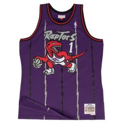 Jersey Toronto Raptors Swingman. Czerwone koszulki sportowe męskie Mitchell & Ness, bez wzorów, z jersey, bez kołnierzyka, bez ramiączek, do koszykówki. W wyprzedaży za 424.50 zł.