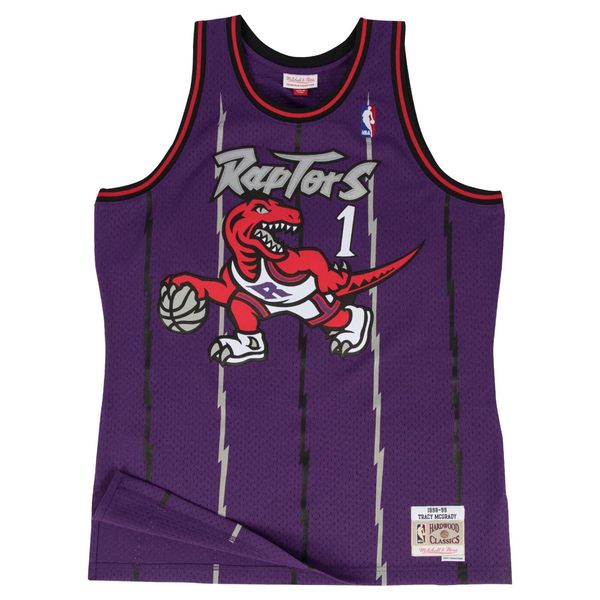 Jersey Toronto Raptors Swingman. Czerwone koszulki sportowe męskie Mitchell & Ness, bez wzorów, z jersey, bez kołnierzyka, bez ramiączek, do koszykówki. W wyprzedaży za 424.50 zł.