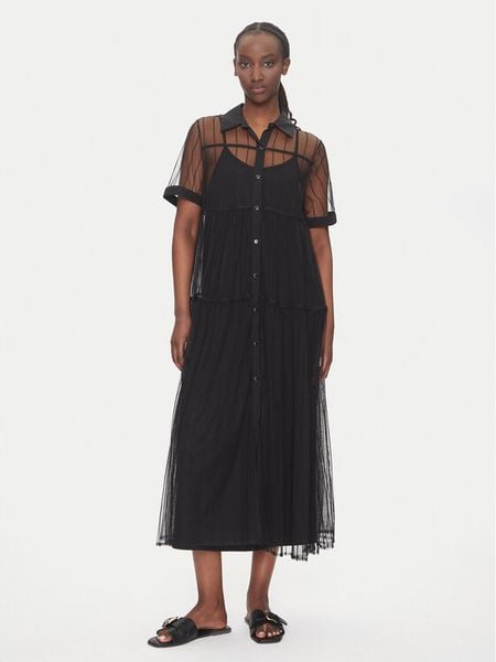 LOLA CASADEMUNT Sukienka codzienna LS2516018 Czarny Regular Fit. Czarne sukienki damskie LOLA CASADEMUNT, na co dzień, m, bez wzorów, z syntetyku, bez kołnierzyka, bez ramiączek, proste. Za 309.99 zł.