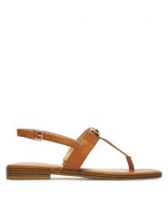 Guess Sandały FLJRMY LEA03 Brązowy. Brązowe sandały damskie Guess, z aplikacjami, ze skóry, bez obcasa, na płaskiej podeszwie, bez zapięcia. Za 519.99 zł.