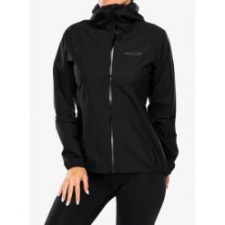 Kurtka przeciwdeszczowa damska Inov-8 Stormshell FZ V2. Czarne kurtki damskie Inov-8, m, bez wzorów, bez kaptura. Za 629.99 zł.