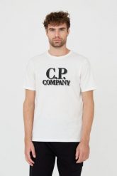 C.P. COMPANY Biały męski t-shirt Short Sleeve, Rozmiar M. Białe t-shirty męskie C.P. Company, m, bez wzorów, bez kołnierzyka. W wyprzedaży za 332.99 zł.